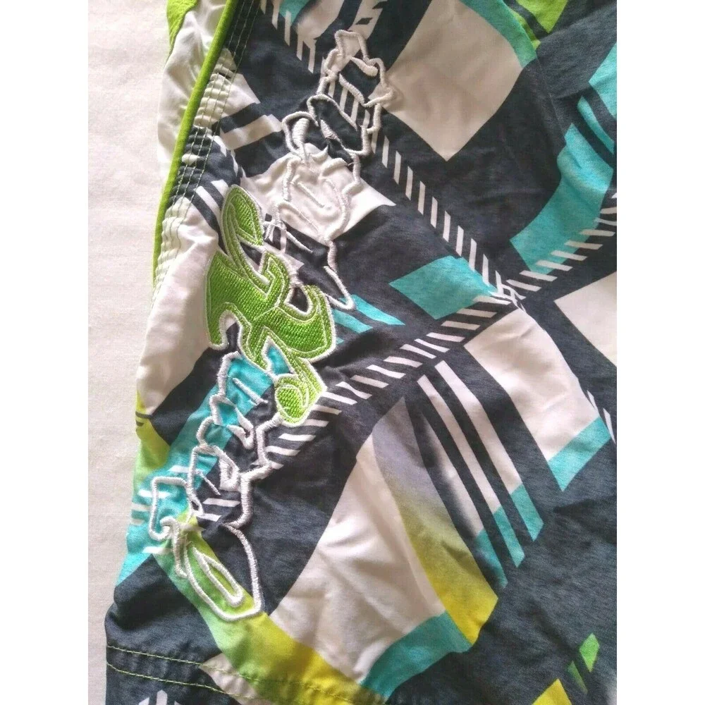 ZeroXposur Boys M 10 12 Swim Trunks Surf Board Shorts Skater Emerald Green Loud